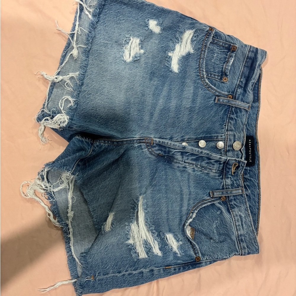 Denim Blue Distressed Women Shorts